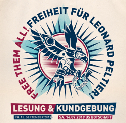 Kundgebung free dem all, Freiheit für Leonard Peltier 14.09.19 Berlin